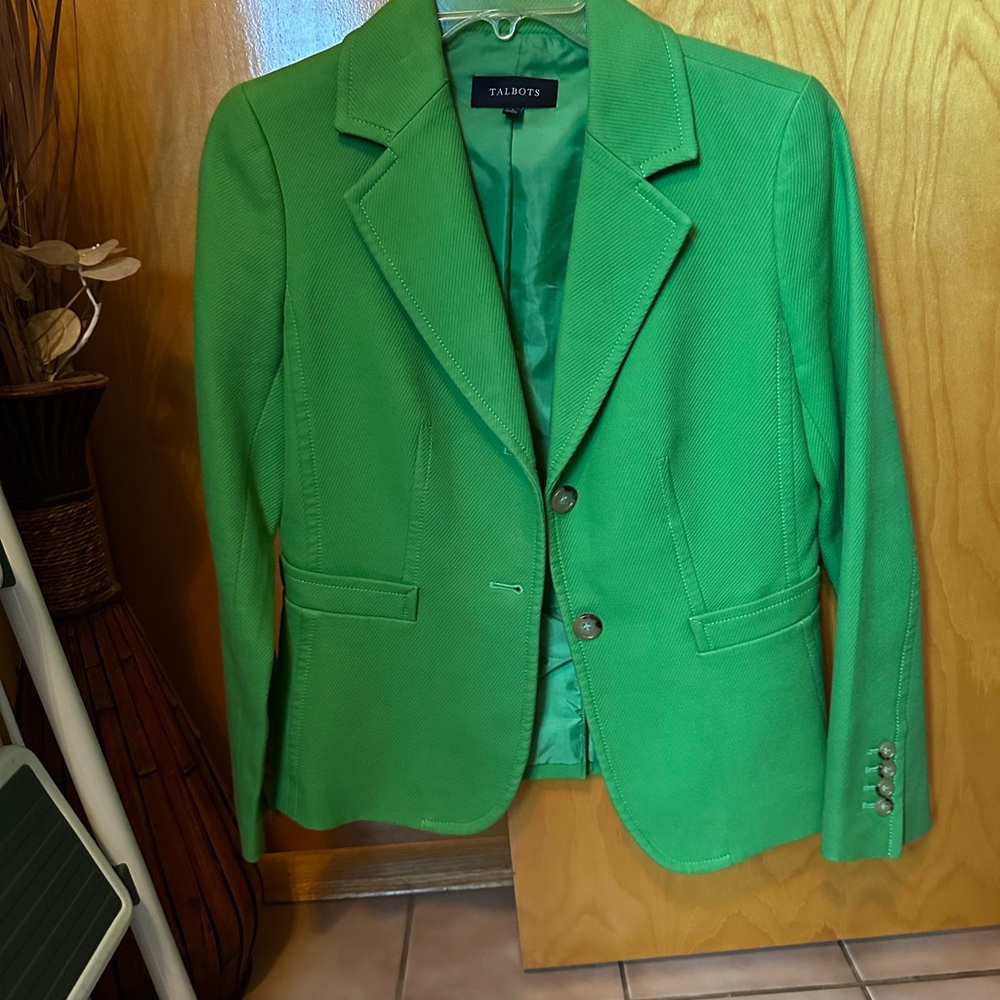 Talbots Green Blazer with Notched Lapels